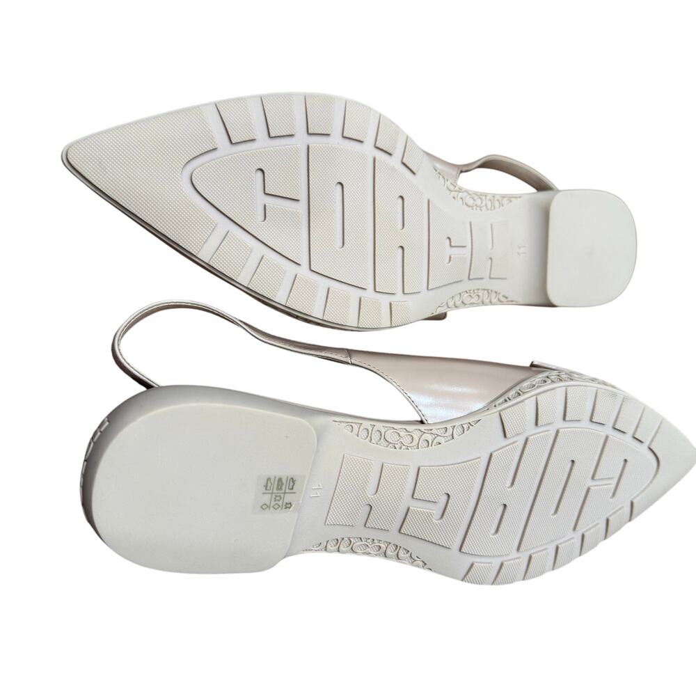 COACH Carrie Skimmer PointedToe Slingback Flats.Sz 11,WMN,cream beige champagne - Picture 6 of 10